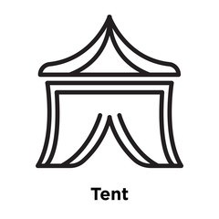 Tent icon vector sign and symbol isolated on white background, Tent logo concept, outline symbol, linear sign