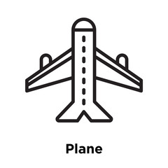 Plane icon vector sign and symbol isolated on white background, Plane logo concept, outline symbol, linear sign