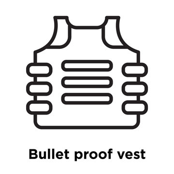 Bullet proof vest icon vector sign and symbol isolated on white background, Bullet proof vest logo concept, outline symbol, linear sign