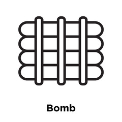 Bomb icon vector sign and symbol isolated on white background, Bomb logo concept, outline symbol, linear sign