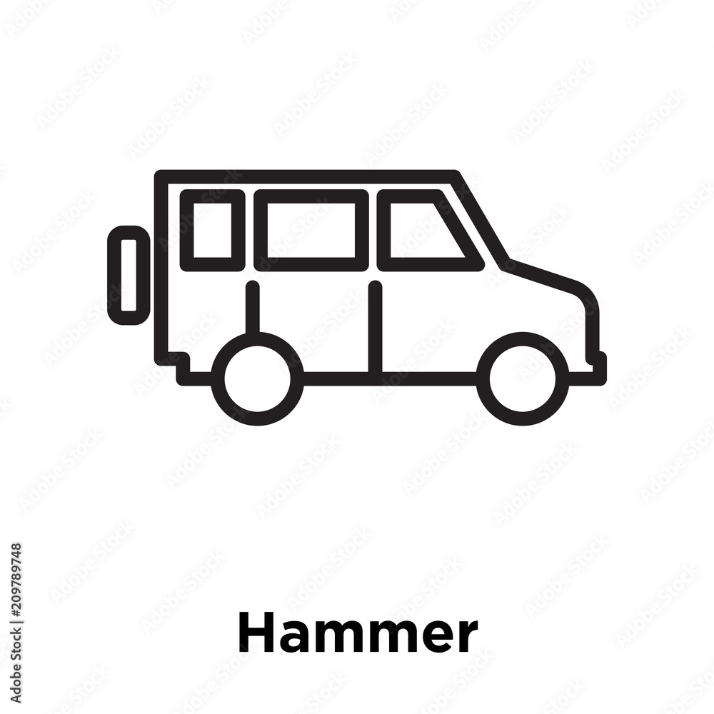 Wall mural Hammer icon vector sign and symbol isolated on white background, Hammer logo concept, outline symbol, linear sign