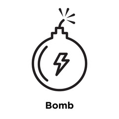 Bomb icon vector sign and symbol isolated on white background, Bomb logo concept, outline symbol, linear sign