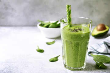 Green detox smoothie from avocado and baby spinach.