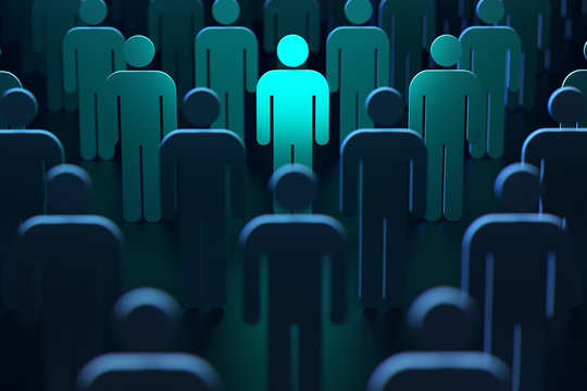 Light blue silhouette of a person as symbol of freedom and protection. The leader of secure technologies. 3D rendering