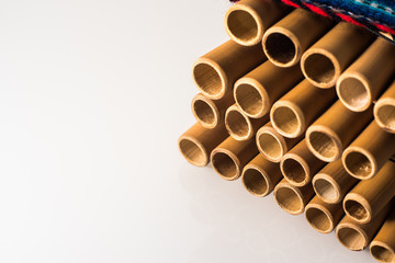 Traditional Pan flute of Mayan and Peruvian  on white background