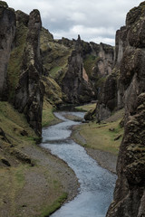 Fototapeta na wymiar Front view of huge canyon with river in iceland