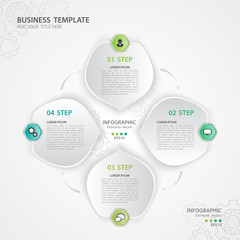 Infographics elements diagram with 4 steps, options, Vector illustration, leaves 3d icon, presentation,  advertisment, Process chart, business flyer, banner design, web design, timeline, silde