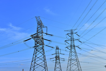 The power supply facilities of contour in the evening