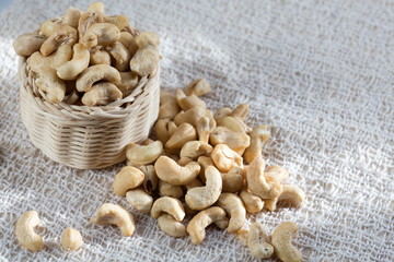 Cashew nuts on the basket.