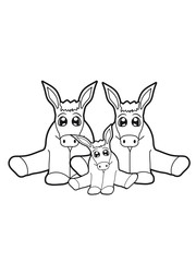 familie paar nachwuchs junges mama papa klein baby süß niedlich sitzen esel pferd pony klein packesel lange ohren bauernhof reiten reiter