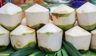 Fresh Topical coconuts at market thailand.