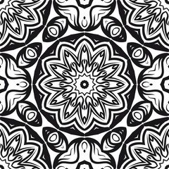 Fototapeta premium Decorative wallpaper for interior design. Modern geometric floral ornament. Seamless vector illustration