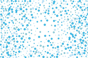 Abstract blue water drops, bubbles, growth, pearls on white background. Light, fresh pattern. Vector illustration 