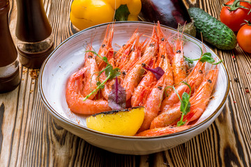 boiled shrimp on plate