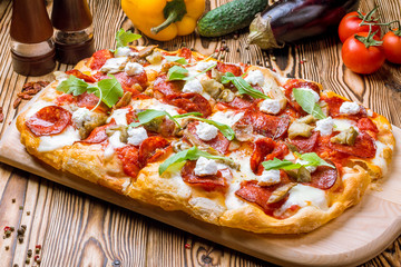 Pepperoni pizza at the Rome dough
