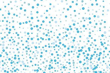 Abstract blue water drops, bubbles, growth, pearls on white background. Light, fresh pattern. Vector illustration 