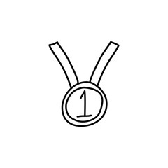 first place medal sketch icon. Element of education icon for mobile concept and web apps. Outline first place medal sketch icon can be used for web and mobile