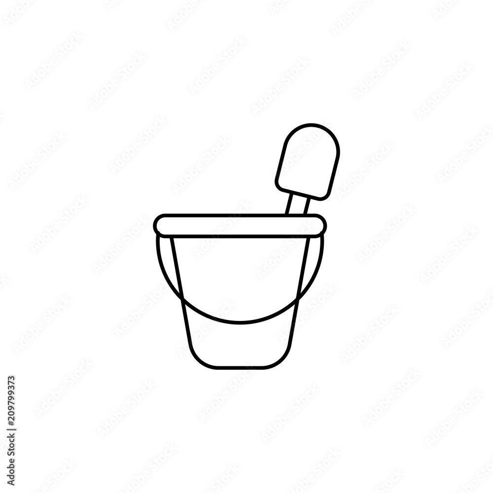 Poster bucket and spatula line icon. element of toys icon for mobile concept and web apps. thin line bucket