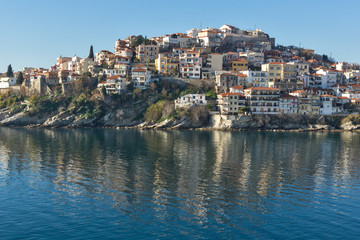 Fototapeta na wymiar Panoramic view of Aegean sea and olt town of Kavala, East Macedonia and Thrace, Greece