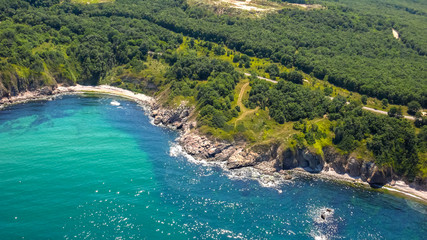 Aerial view of Arkutino Region near resort of Dyuni, Burgas Region, Bulgaria 