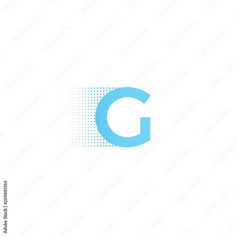 Wall mural Pixel  typography letter G logo. Technological modern font calligraphy