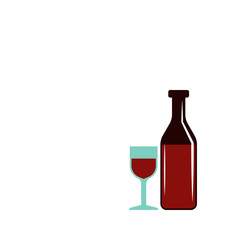 bottle of wine and glass colored illustration. Element of colored food icon for mobile concept and web apps. Detailed bottle of wine and glass icon can be used for web and mobile