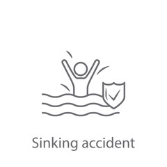Sinking Accident Insurance icon. Simple element illustration. Sinking Accident Insurance symbol design from Insurance collection set. Can be used for web and mobile