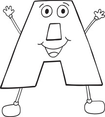 Cute Happy Letter A Vector Illustration Art