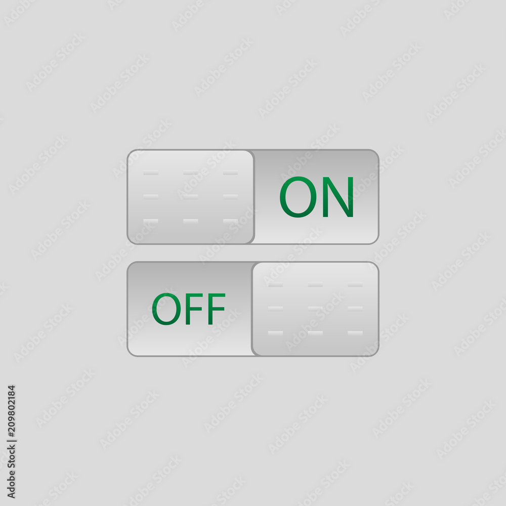 Poster on and off buttons colored icon. element of player buttons for mobile concept and web apps. detailed