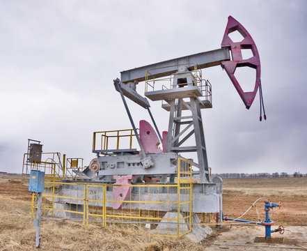 The pumping unit as the oil pump installed on a well. Equipment of oil fields.
