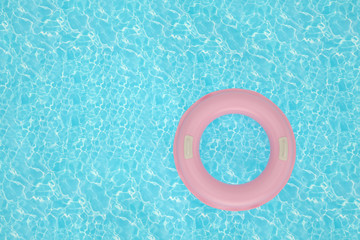 Fototapeta premium Inflatable ring on blue water 3D illustration.