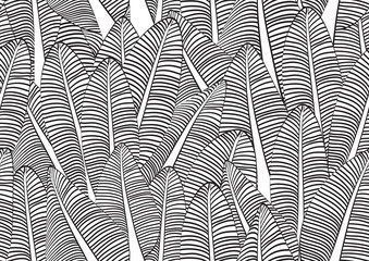 Banana leaf seamless pattern vector illustration for fabric, cloth, package, wall, decoration, furniture, printing media. Black and white background design. Banana leaf icon icon. nature texture.