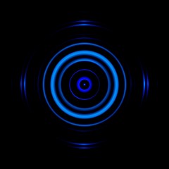 Abstract blue eye effect with photo lens on black background