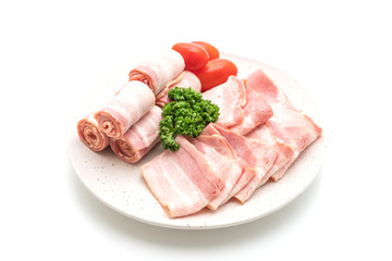 sliced raw pork bacon