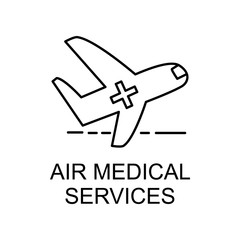 air medical services line icon. Element of medicine icon with name for mobile concept and web apps. Thin line air medical services icon can be used for web and mobile