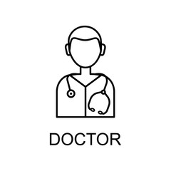 doctor line icon. Element of medicine icon with name for mobile concept and web apps. Thin line doctor icon can be used for web and mobile