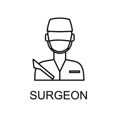 surgeon line icon. Element of medicine icon with name for mobile concept and web apps. Thin line surgeon icon can be used for web and mobile
