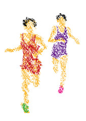 クレヨンで描いたマラソン選手のイラスト