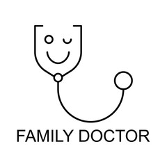 family doctor sign line icon. Element of medicine icon with name for mobile concept and web apps. Thin line family doctor sign icon can be used for web and mobile
