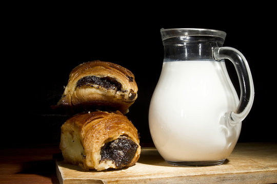 Sweet pastries and milk