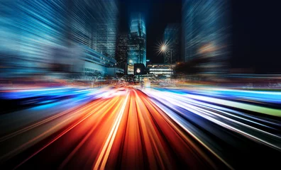 Fototapete Autobahn in der Nacht Stadthintergrund mit Bewegungsgeschwindigkeit