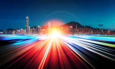 Selbstklebende Fototapeten Stadthintergrund mit Bewegungsgeschwindigkeit © YiuCheung
