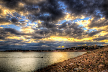 Cloudy sunset on a lake