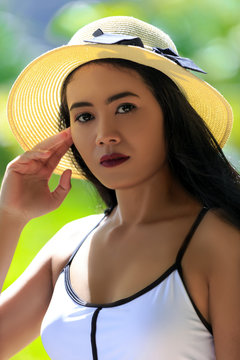 Close-up portrait of young beautiful Asian girl