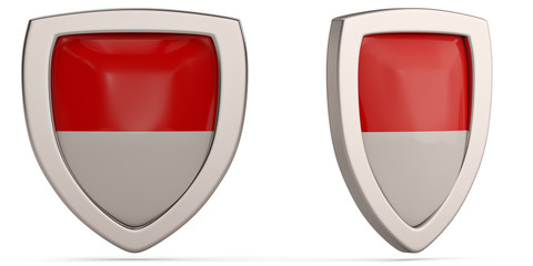 Indonesia flag shield symbol isolated on white background. 3D illustration.