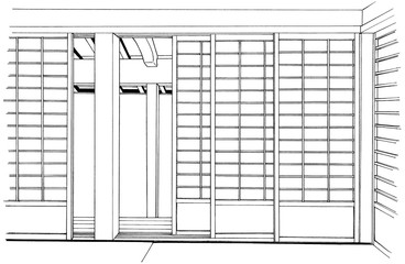 漫画風ペン画イラスト　和風（室内）