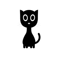 Obraz premium Simple cute cat icon. Cartoon vector illustration.