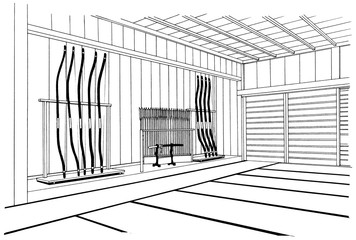 漫画風ペン画イラスト　和風（室内）