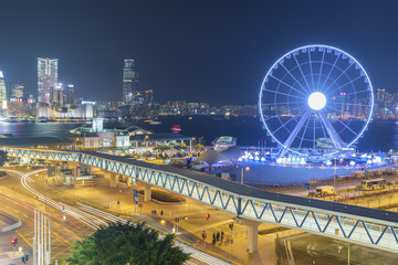 Fototapeta premium Skyline of Victoria harbor of Hong Kong city at night