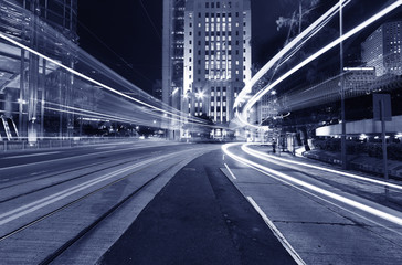 Fototapeta na wymiar Traffic in downtown at night